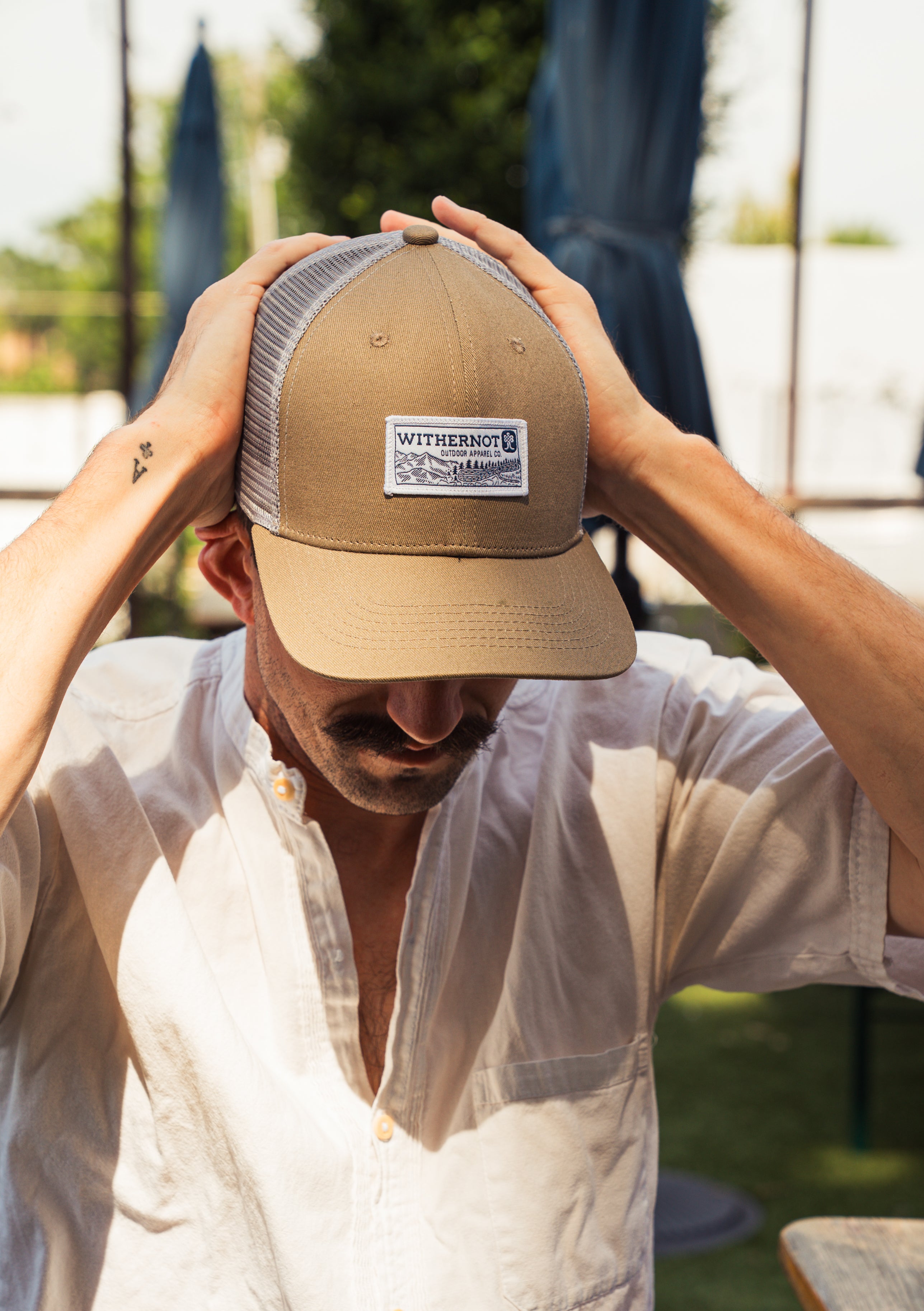 Mountain Label Trucker Hat - Khaki