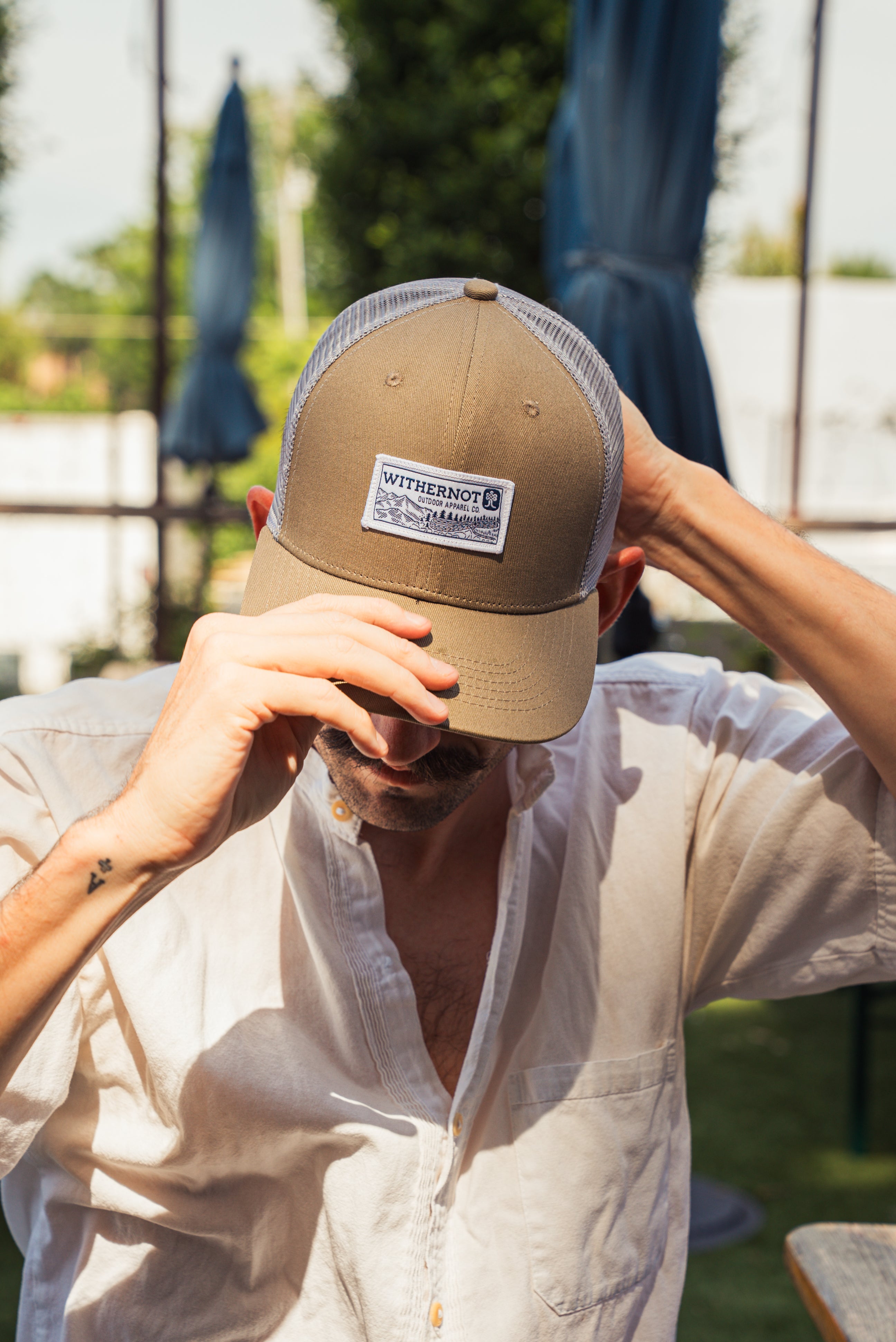 Mountain Label Trucker Hat - Khaki