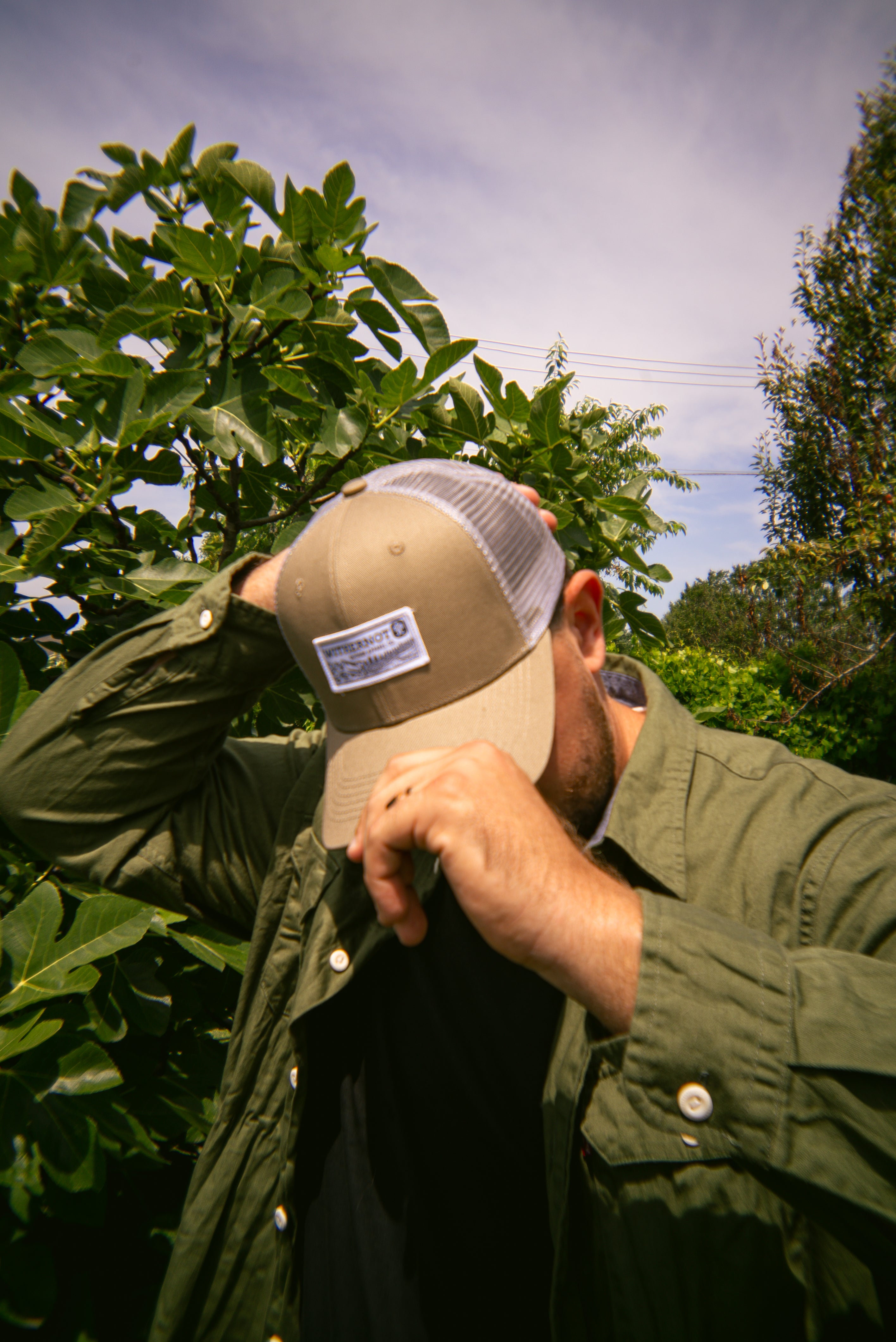 Mountain Label Trucker Hat - Khaki